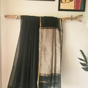 Maheshwari Silk Saree – Classic Black