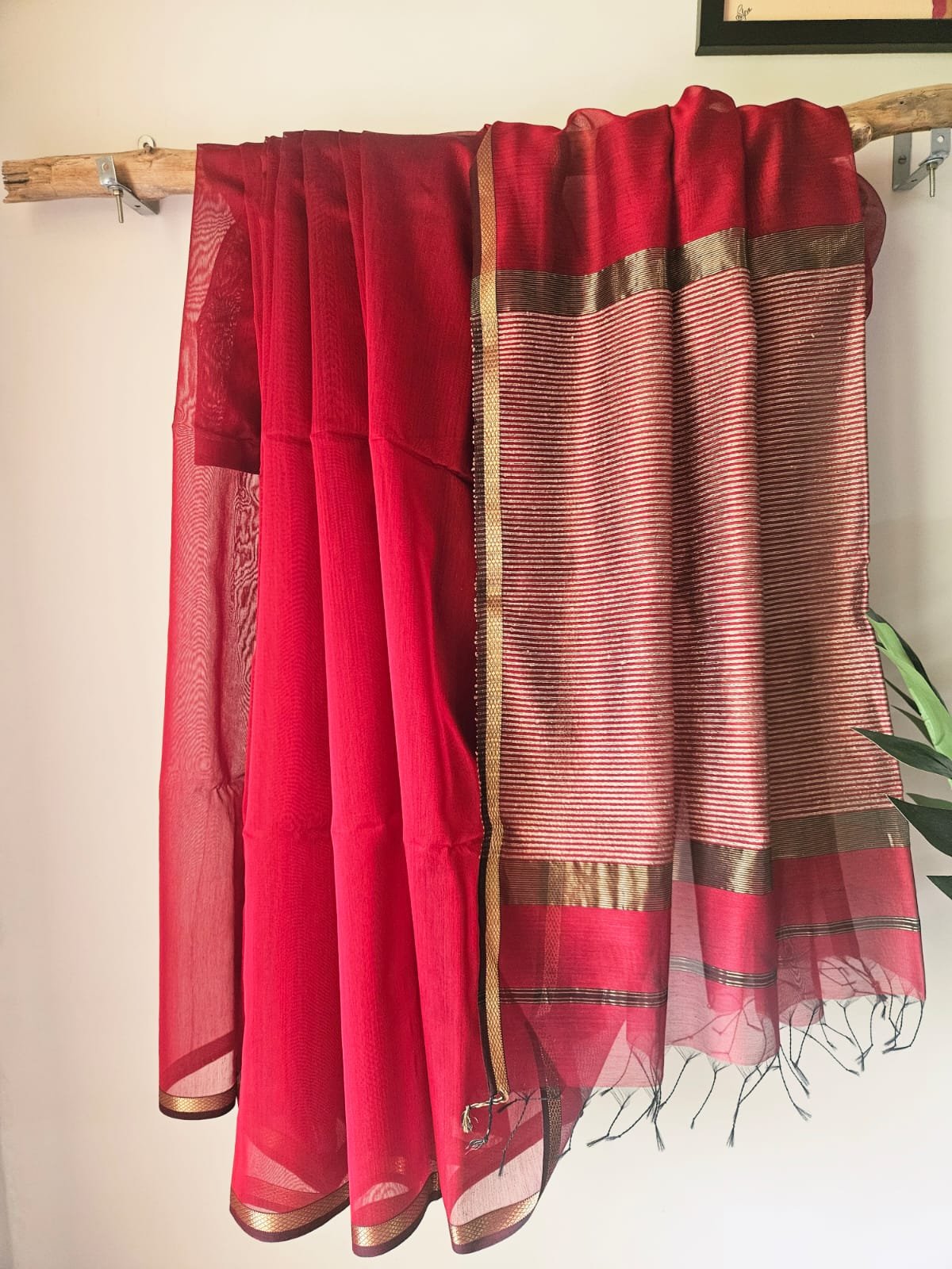 Maheshwari Silk Saree - Red
