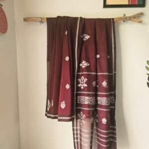 Cotton Jamdani Saree - Sindoori