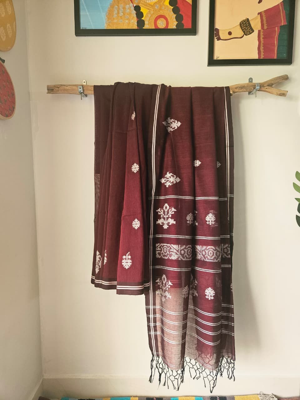 Cotton Jamdani Saree - Sindoori
