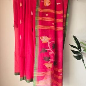 Cotton Jamdani Saree - Gulabi Bahar