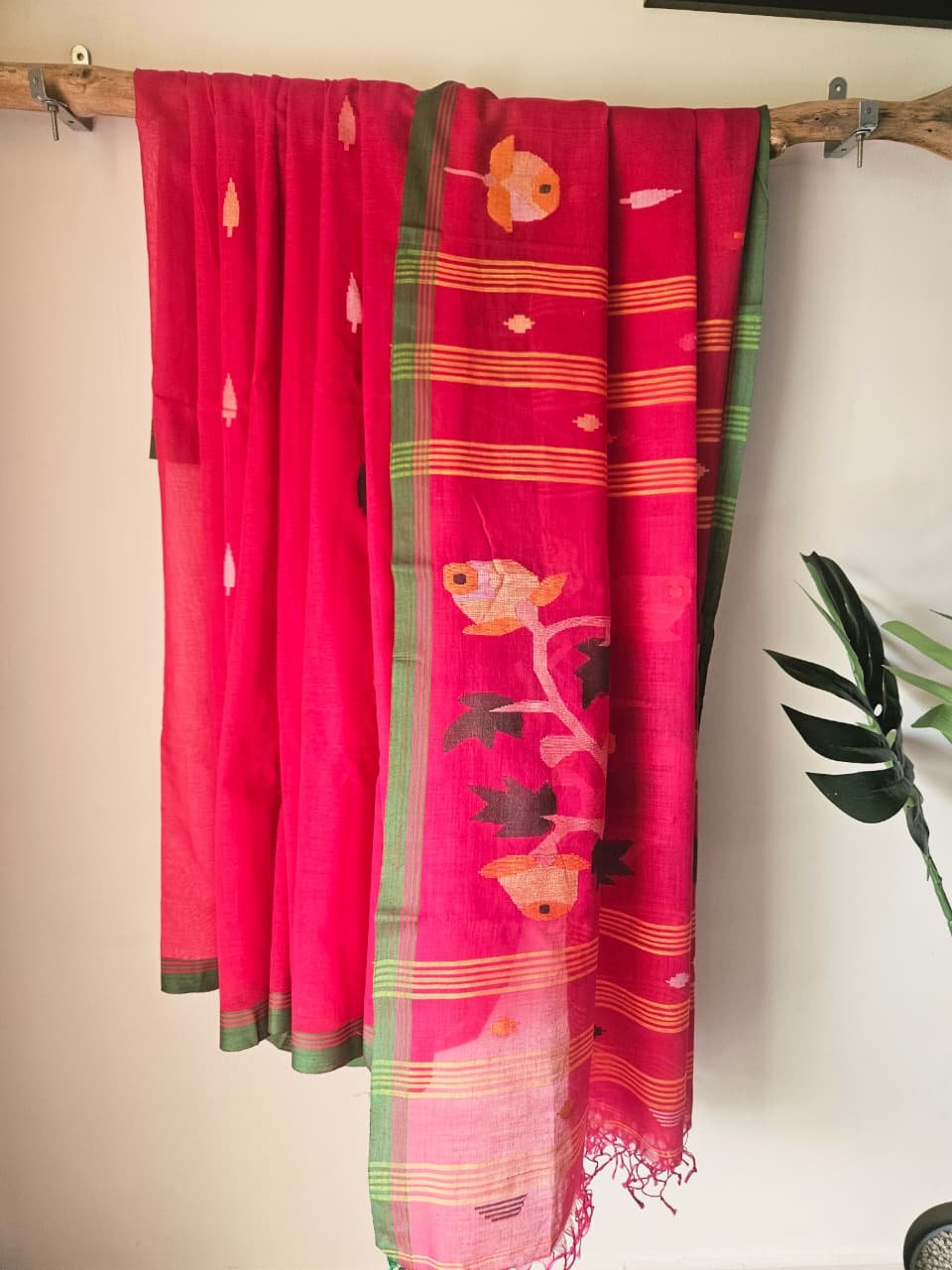 Cotton Jamdani Saree - Gulabi Bahar