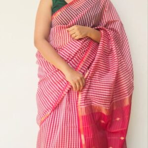 Maheshwari Silk Saree - Gulabi Checks