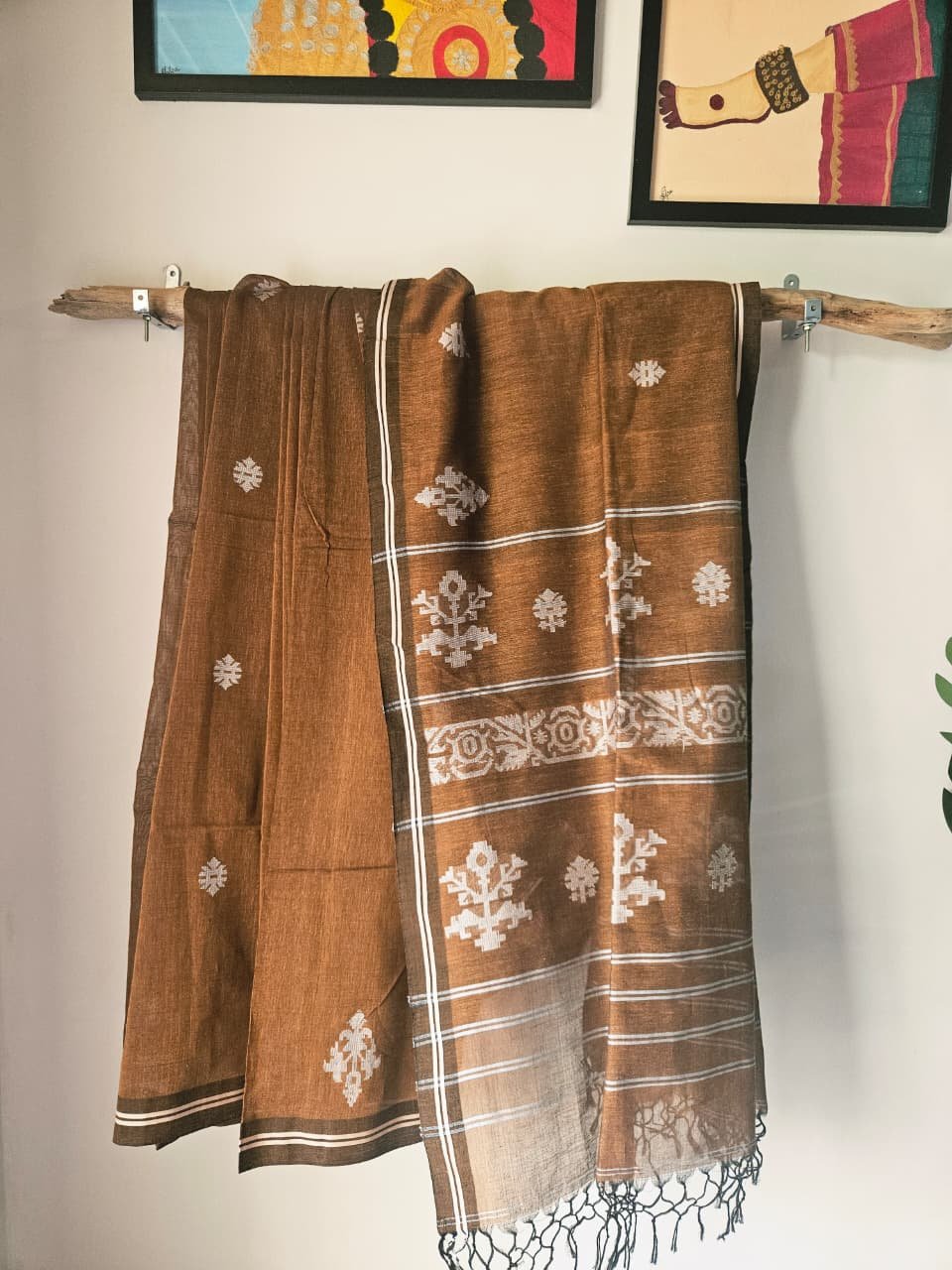 Cotton Jamdani Saree - Haldi Mitti