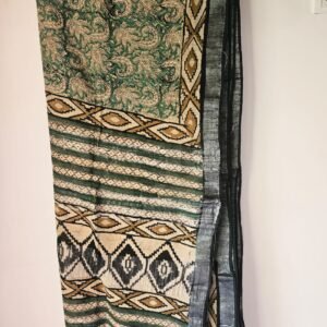 Linen cotton - printed floral motifs - Green