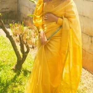 Maheshwari Silk Saree – Sunshine Checks