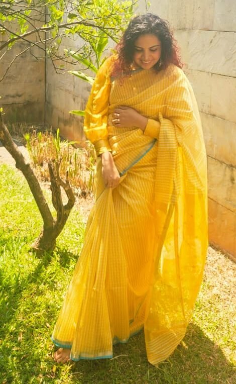 Maheshwari Silk Saree – Sunshine Checks
