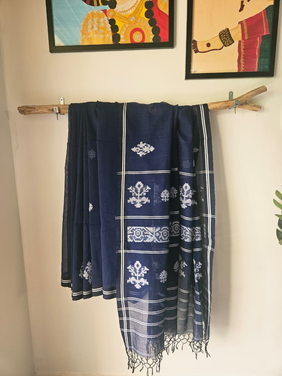 Cotton Jamdani Saree – Indigo Night