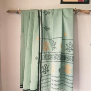 Cotton Jamdani Saree - Mint Shringar