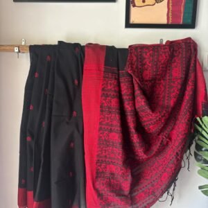 Cotton Warli Saree in Black and Red