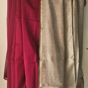 Maheshwari Plain Saree in Magenta