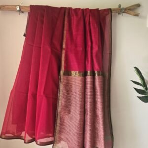 Maheshwari Plain Saree in Pink