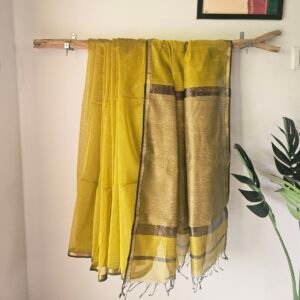 Maheshwari Silk Saree - Mehndi