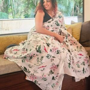 white-floral-print-cotton-saree