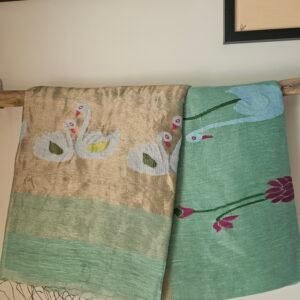 Silk Linen Jamdani Saree – Sarovar