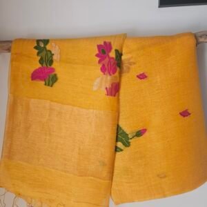 Silk Linen Jamdani Saree – Amaltas