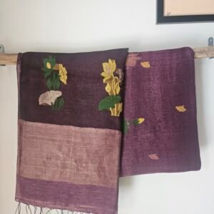 Silk Linen Jamdani Saree – Jamun