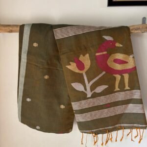 Cotton Needle Jamdani Saree – Mehendi