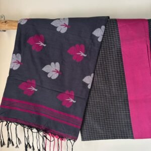 Mercerized Cotton Jamdani Saree – Dhusar