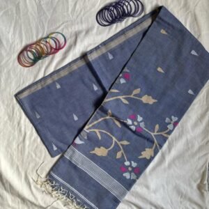 Cotton Needle Jamdani Saree – Dhusarnil