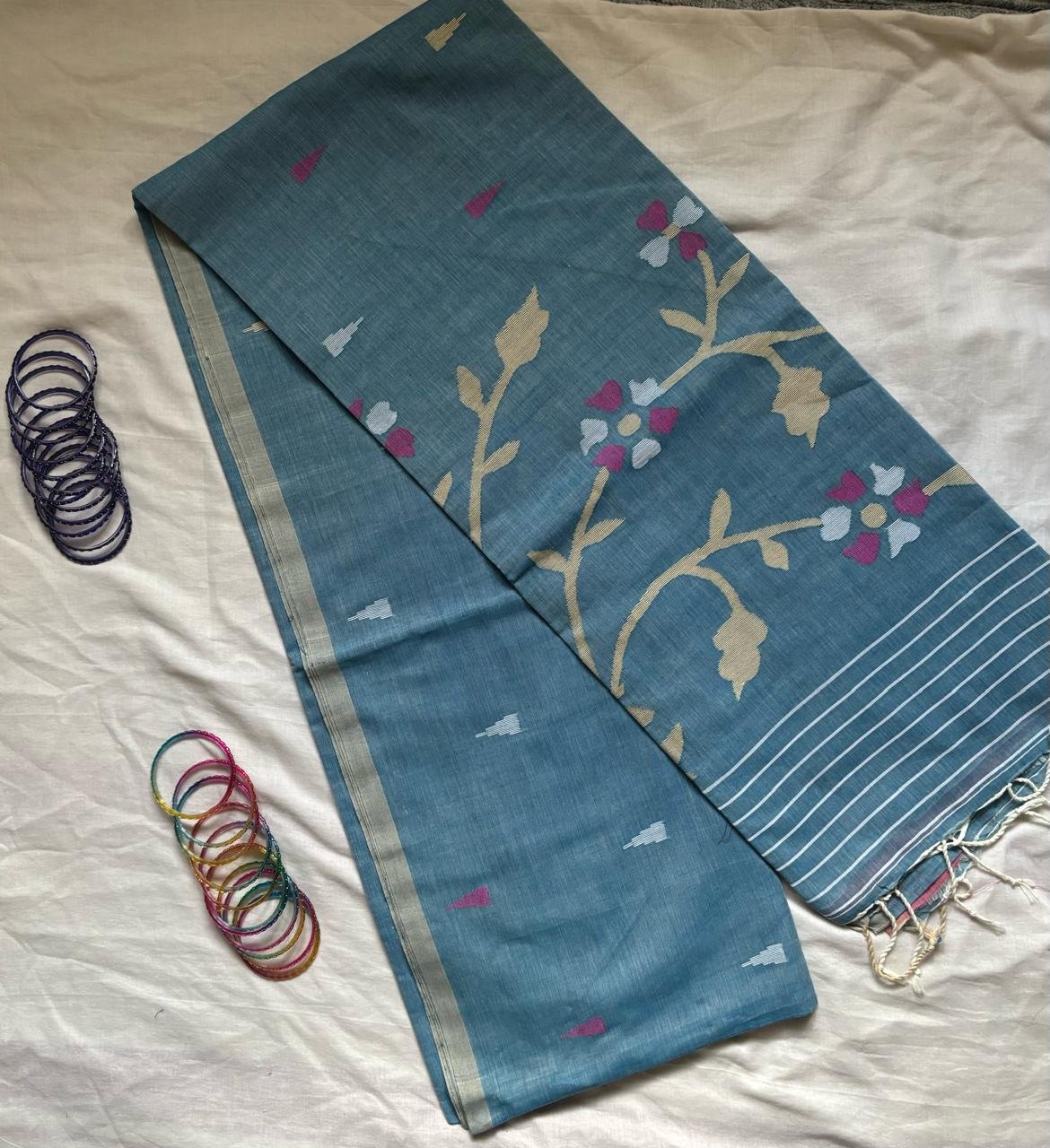 Cotton Needle Jamdani Saree – Ambar