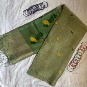Silk Linen Jamdani Saree – Zaitoon
