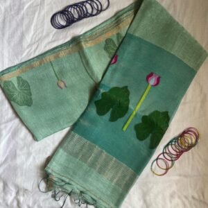 Silk Linen Jamdani Saree – Neelkamal