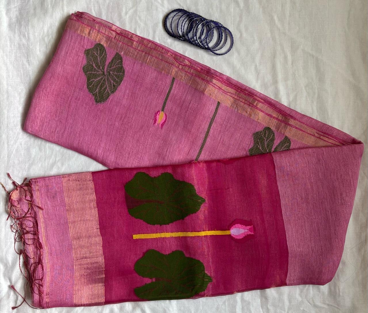 Silk Linen Jamdani Saree – Padmini - Image 2